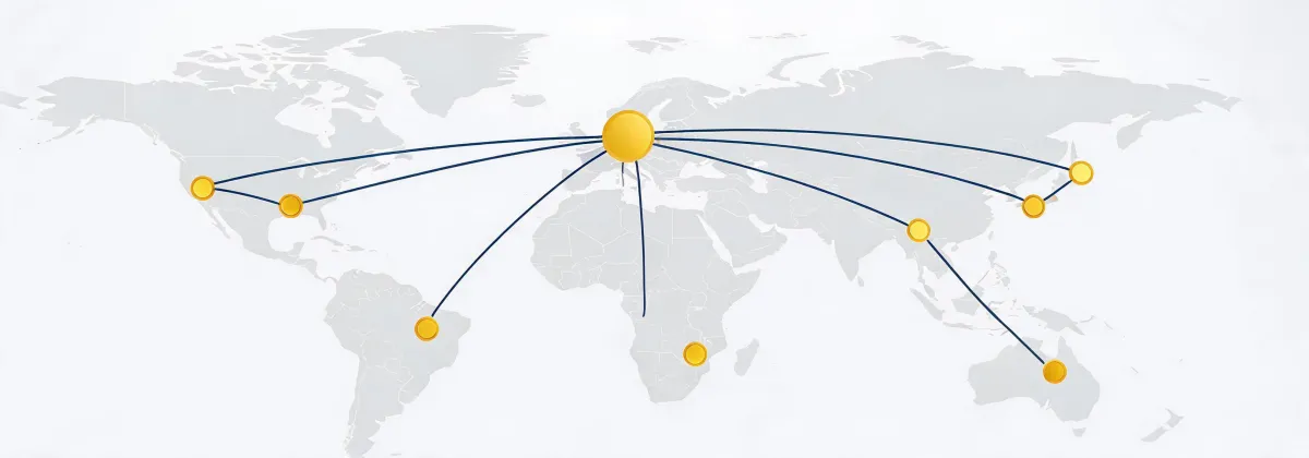 Map of thyssenkrupp Essen campus and global materials network