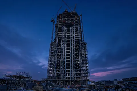 Commercial mixed-use steel and elevator core